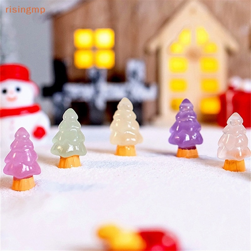 Set 5 Cây Thông Mini Màu Sắc Dạ Quang Trang Trí Tiểu Cảnh