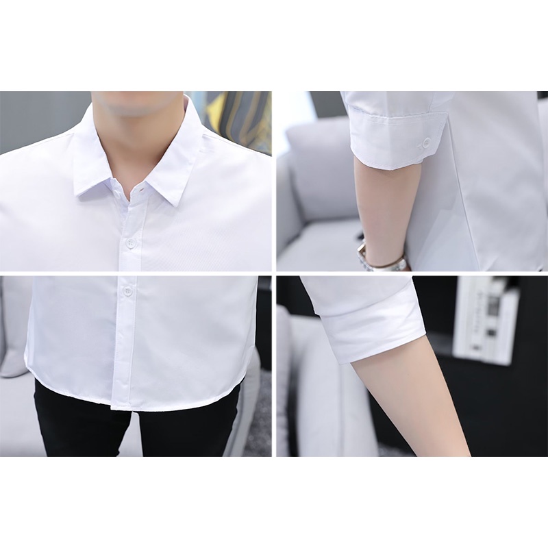 Áo Sơ Mi Tay Dài 3 4 Màu Trơn Đơn Giản Phong Cách Hàn Quốc Cho Nam Giới