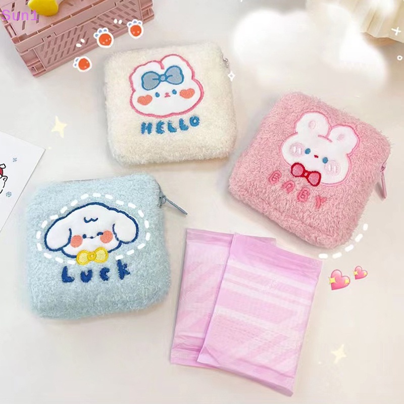 Sun1 &gt; Túi Đựng Khăn Giấy Vệ Sinh / Mỹ Phẩm Tampon Bằng Lông Nhung Hình Thỏ Hồng Nhỏ Nhắn Dành Cho Bạn Nữ Mang Đi Du Lịch