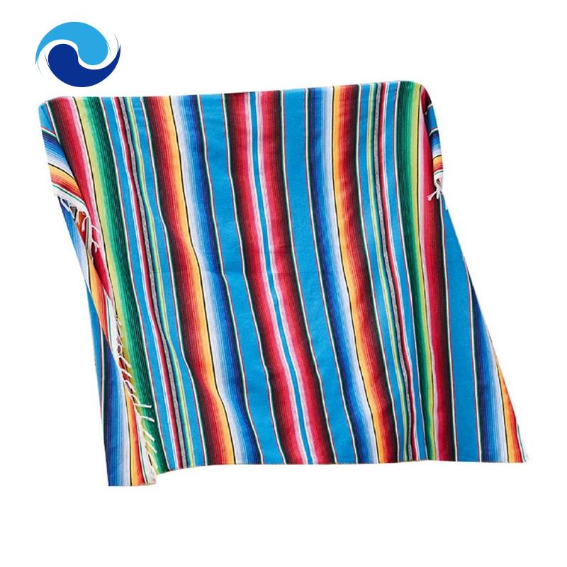 Chăn Trải Bàn Bằng Cotton Họa Tiết Kẻ Sọc Phong Cách Mexico