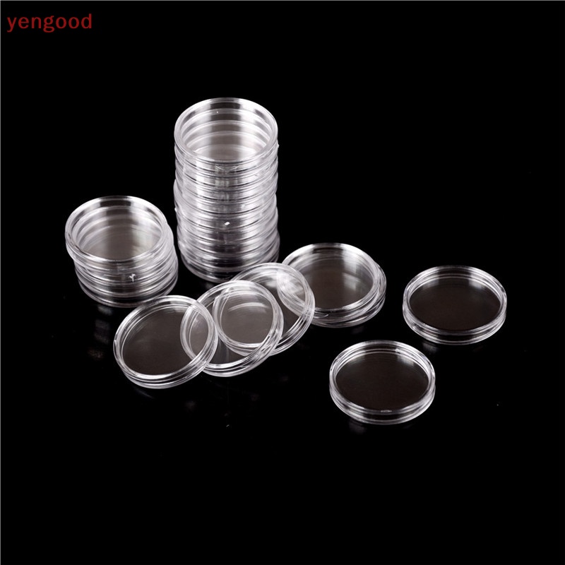 Set 100 Hộp Tròn Trong Suốt 27mm Đựng Tiền Xu Tiện Dụng