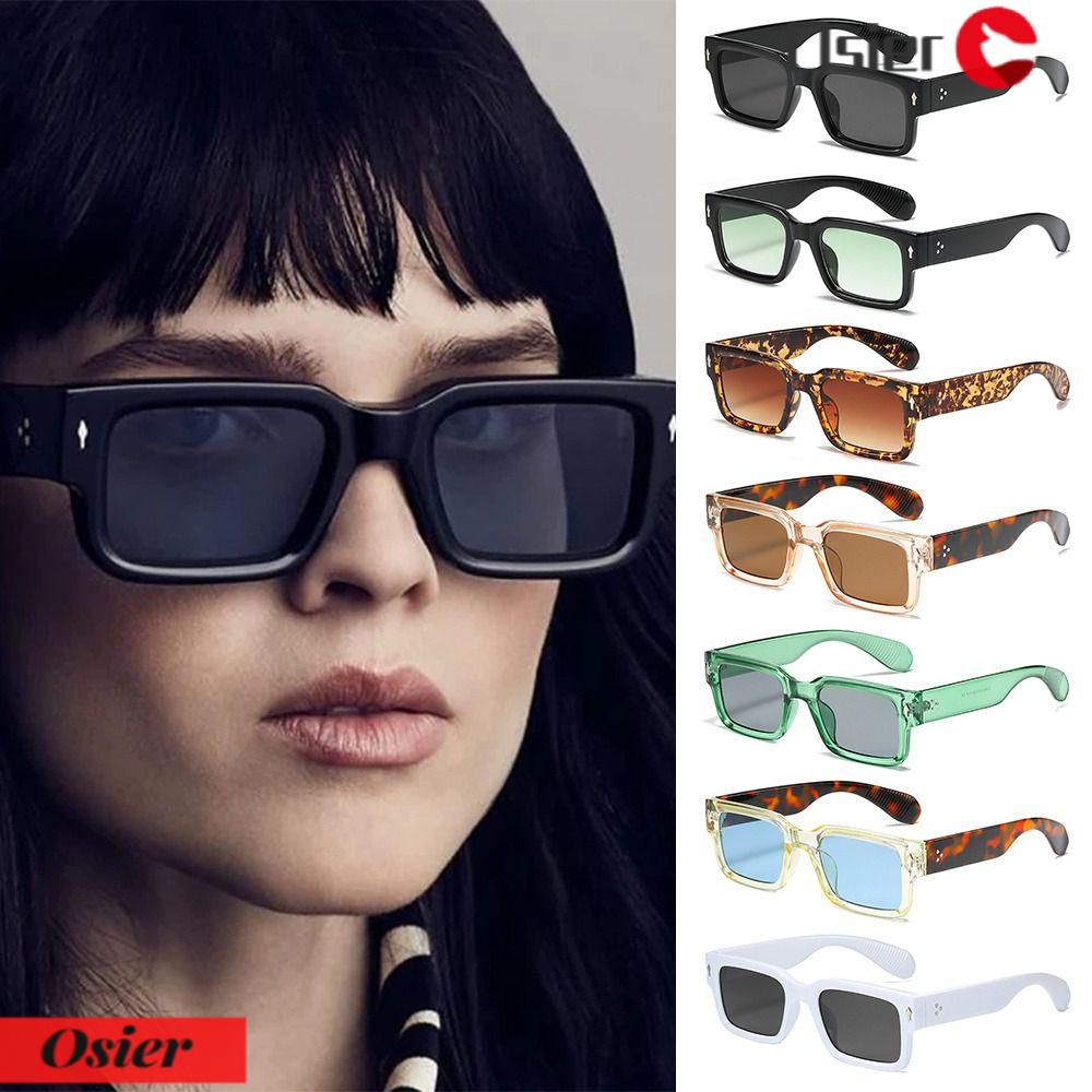 OSIER1 Kính Mát Hình Chữ Nhật Chống Tia UV400 Màu Đen Y2K Phong Cách Punk Cổ Điển Thời Trang Cho Nam Và Nữ