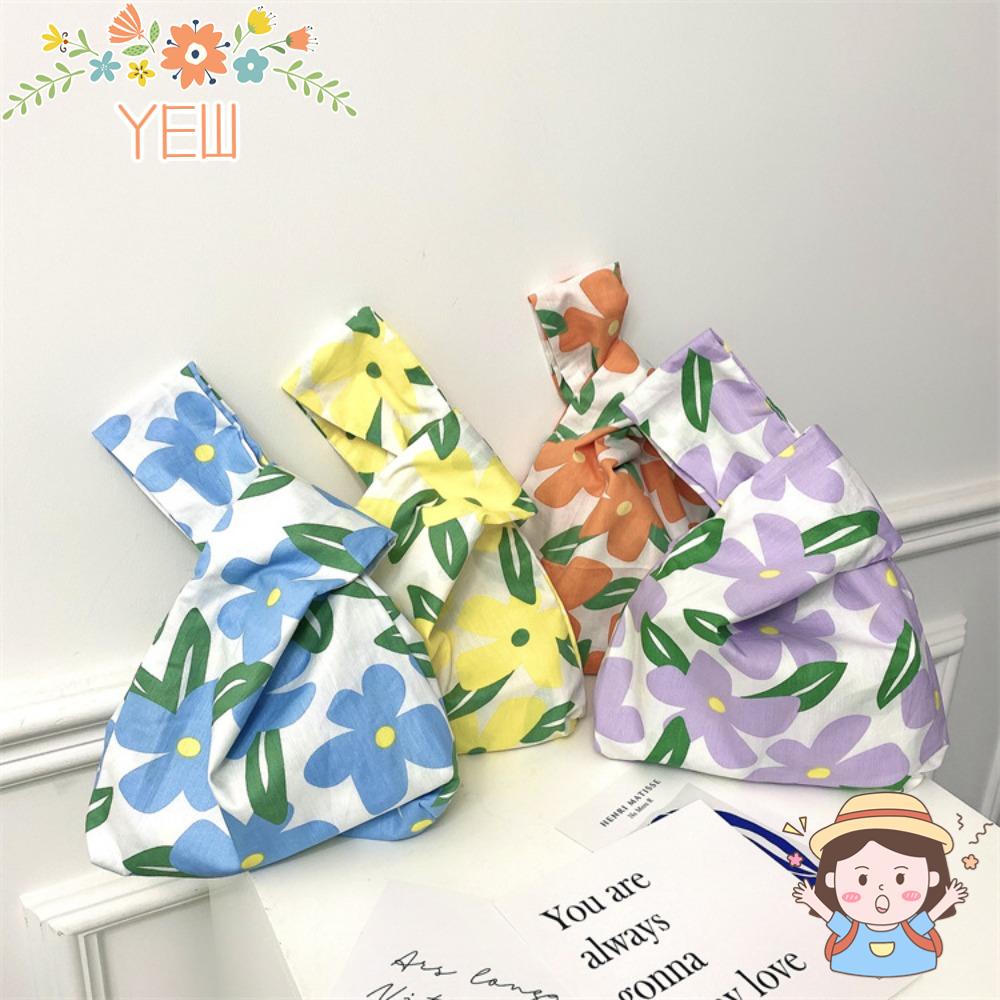 Túi Vải Bạt Gọn Nhẹ Chống Nước In Họa Tiết Hoa Gắn Nút Thắt Thời Trang Cho Nữ