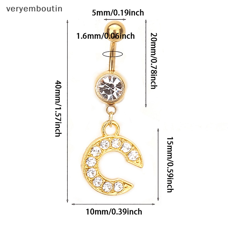 Khuyên Rốn Thép Không Gỉ Hình 26 Chữ Cái A Đến Z