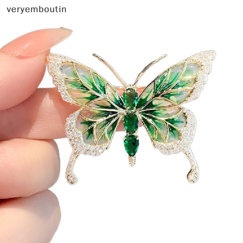 Ghim Cài Áo Hình Bướm Đính Đá Pha Lê Phong Cách Vintage