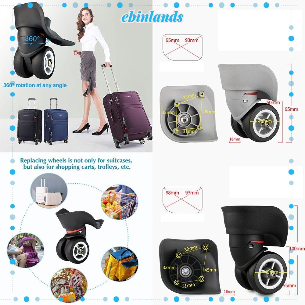 EBINLANDS Bánh Xe Xoay Bằng Nhựa Màu Trắng / Đen / Xám Không Gây Tiếng Ồn Tiện Dụng Cho Vali