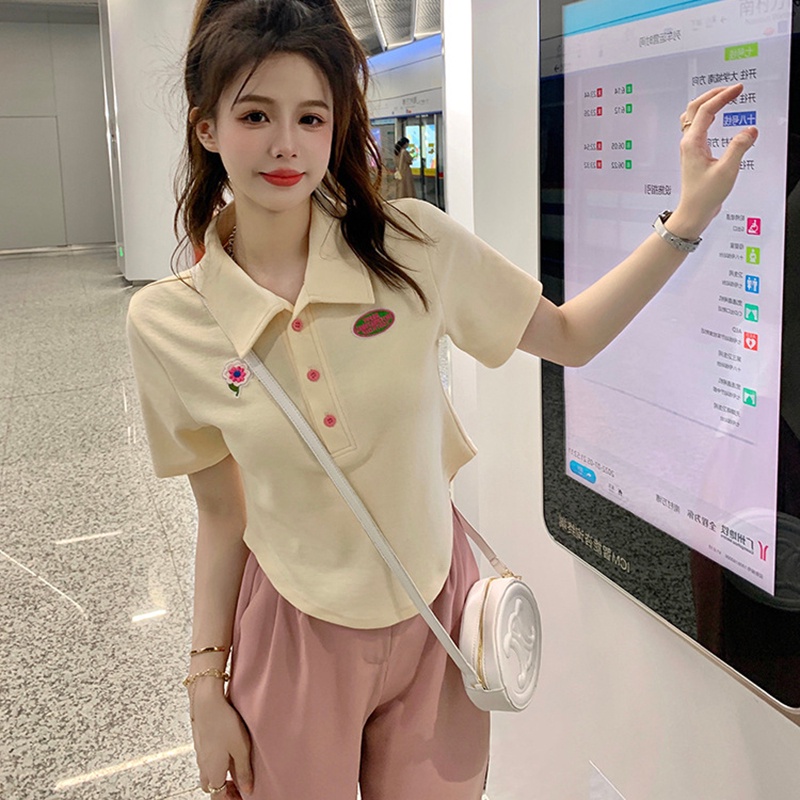 Áo Thun Ngắn Tay Cổ Chữ v Màu Sắc Mơ Mộng Thời Trang Cho Nữ