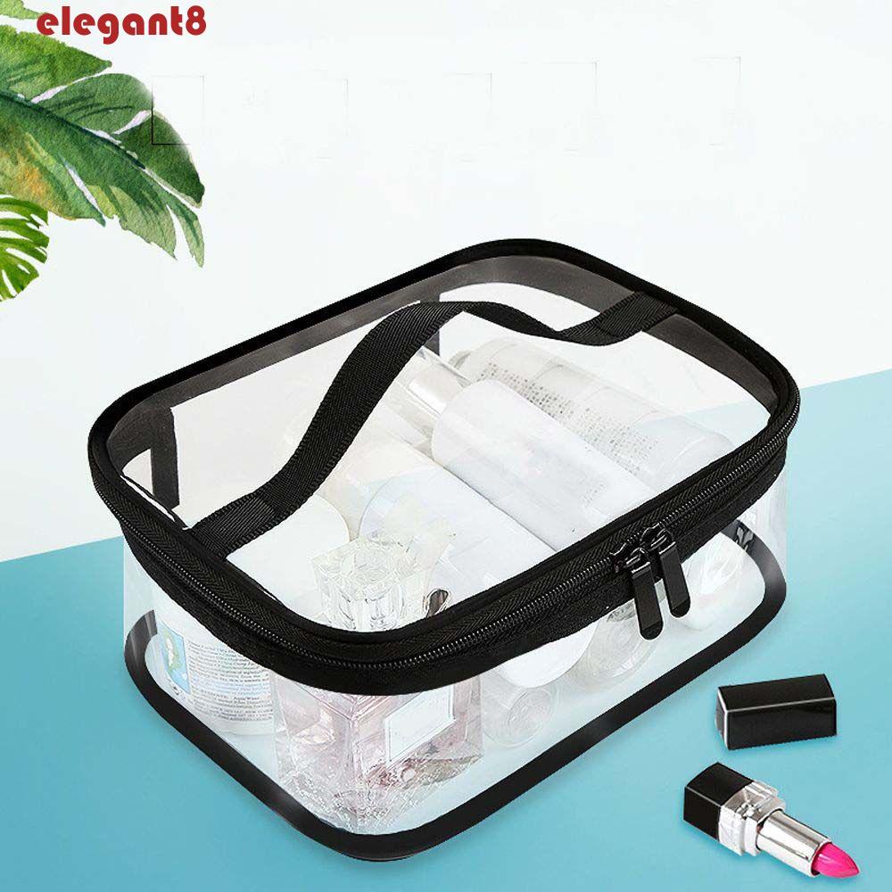 ELEGANT Túi Đựng Mỹ Phẩm Bằng PVC Trong Suốt Chống Thấm Nước In Chữ Xinh Xắn Tiện Dụng Cho Bạn Gái