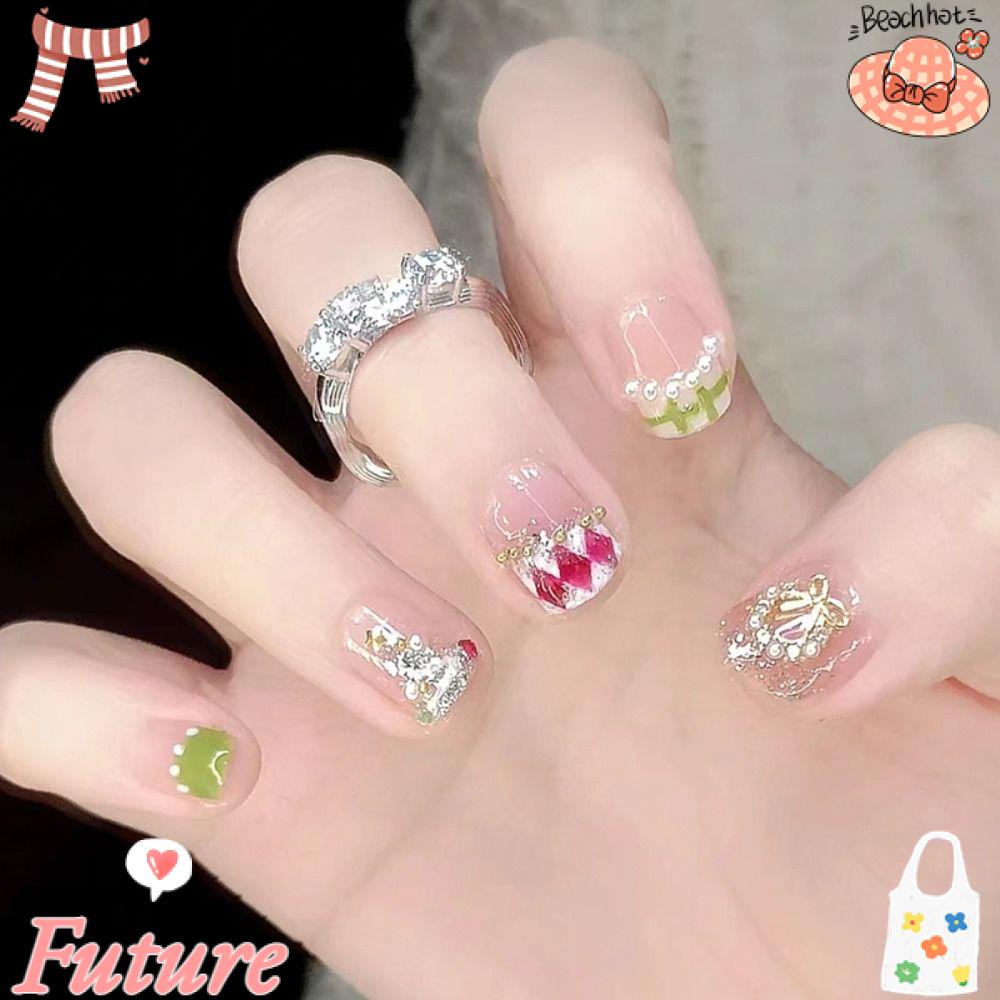 FUTURE Set 24 Móng Tay Giả Đính Đá Lấp Lánh