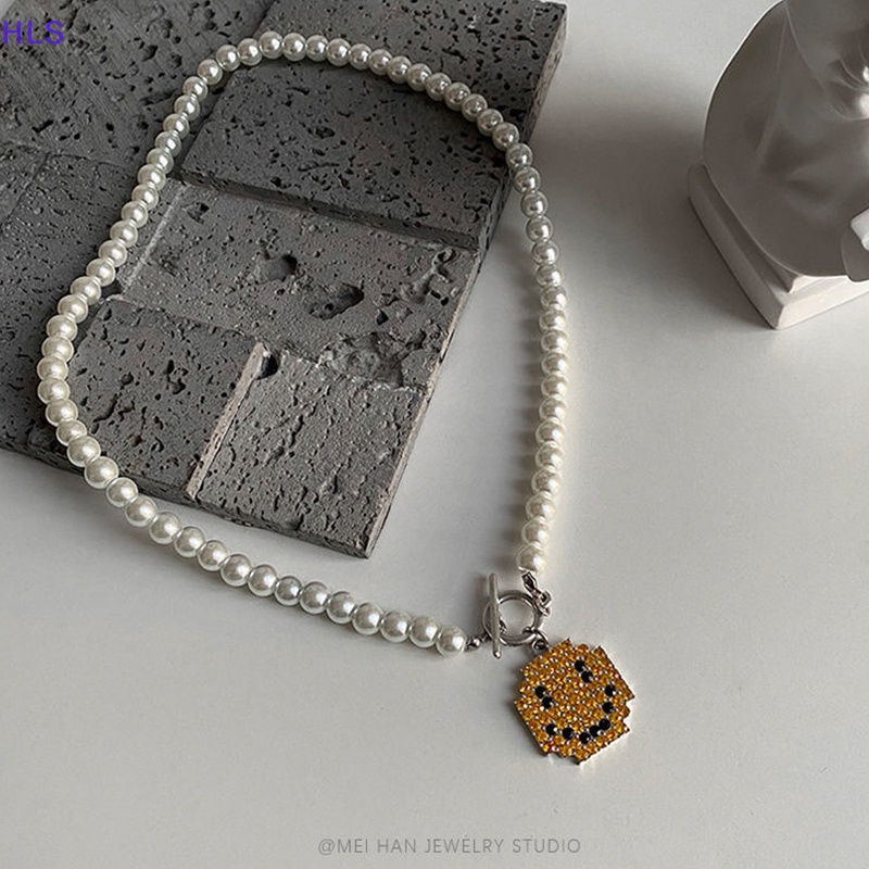 Vòng Cổ Ngọc Trai Mặt Cười Pha Lê Thời Trang Cho Nam Nữ