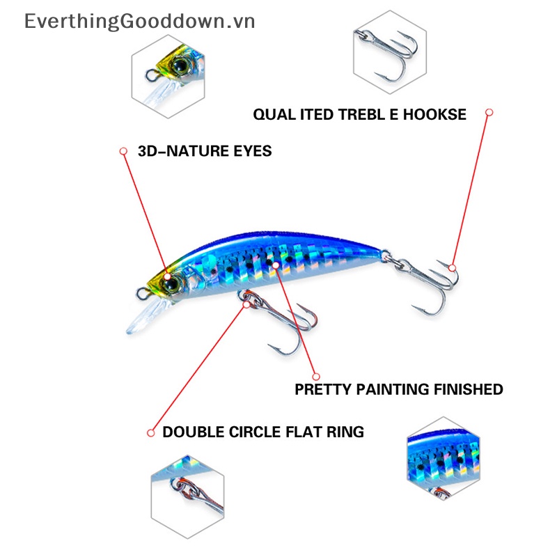 Everthinggooddown Mồi Câu Cá Cứng Lõi Cứng Nặng 50S Nặng 5cm 6g