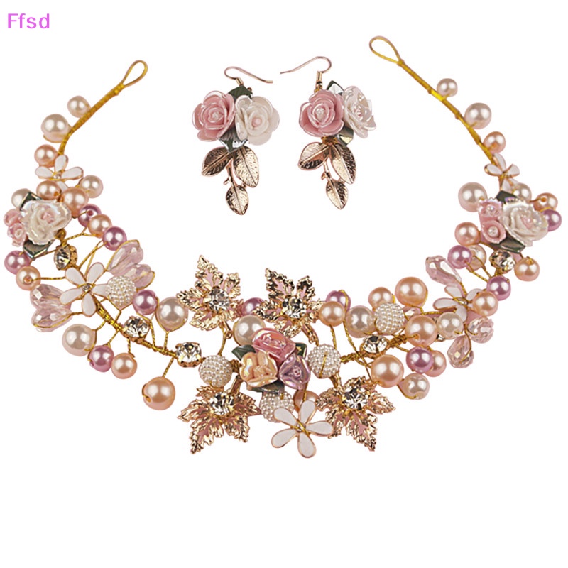 Băng Đô Cài Tóc Hình Hoa Đính Đá &amp; Ngọc Trai Cho Cô Dâu