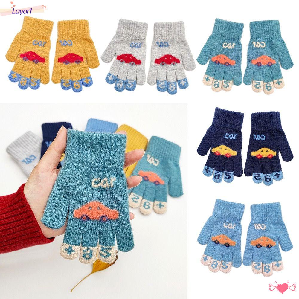 LAYOR1 Găng Tay Giữ Ấm Hoạ Tiết Hoạt Hình Dễ Thương Cho Bé
