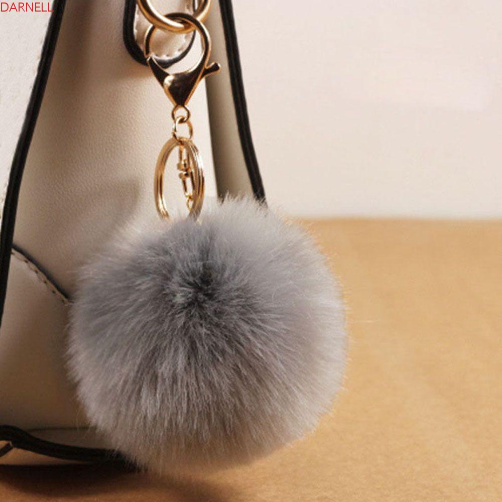 DARNELL Móc Khóa Banh Lông Xù Đính Nơ Dễ Thương