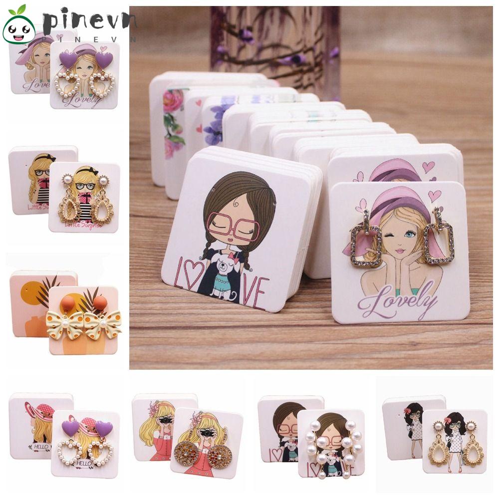 PINEVN Set 100 Tấm Thẻ Trưng Bày Bông Tai 5cm * 5cm