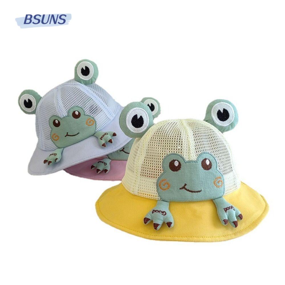 BSUNS Nón Tai Bèo Phối Lưới Mỏng Thoáng Khí In Hoạt Hình Ếch Chất Lượng Cao Thời Trang Mùa Hè Cho Nữ