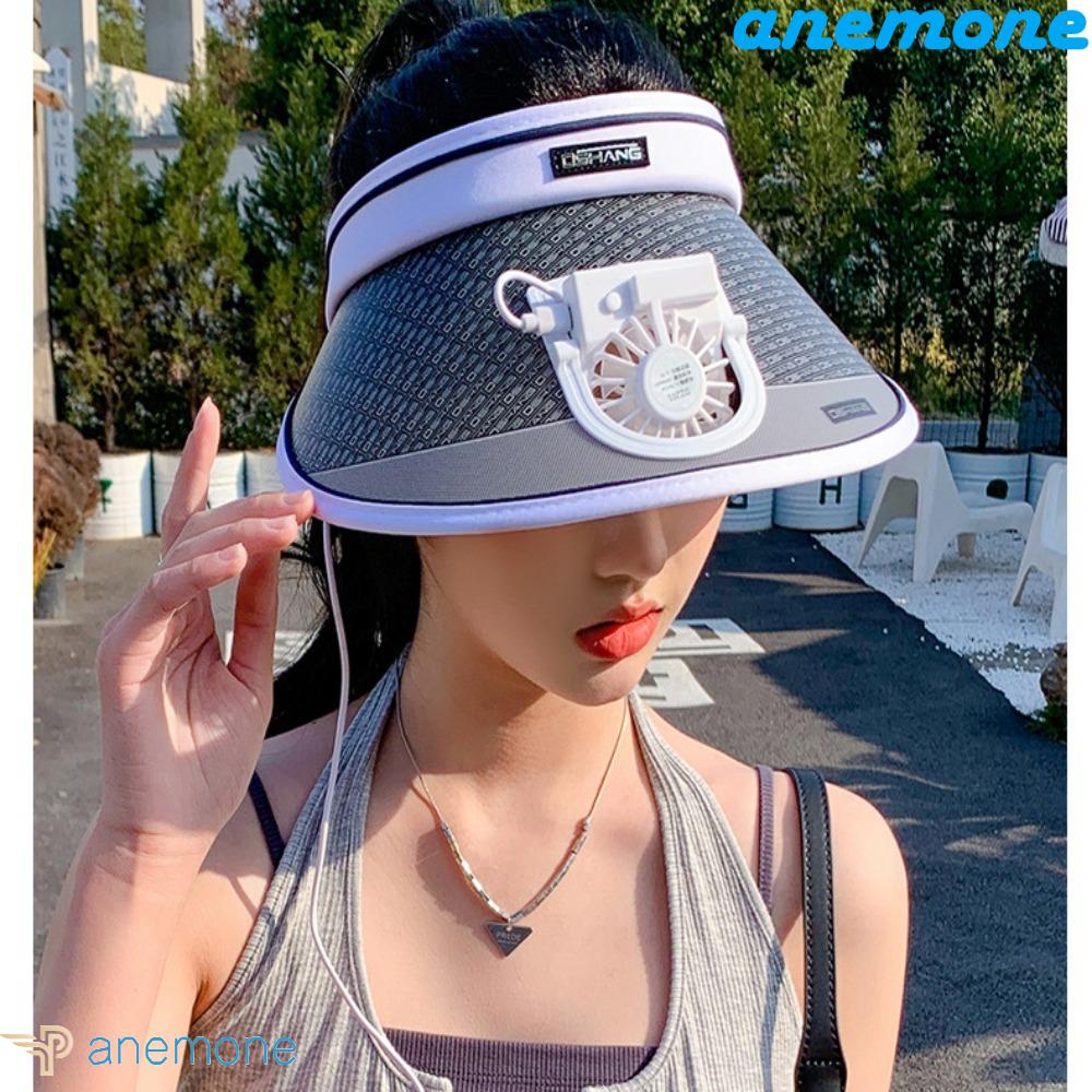 ANEMONE Mũ Rộng Vành Kèm Quạt Điện Chống Tia UV Thoáng Khí Tiện Dụng