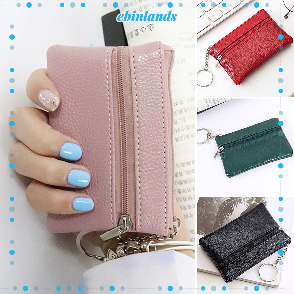 EBINLANDS Set 2 Ví Ngắn Mini Mềm Mại Có Khóa Kéo Đựng Thẻ Tiện Dụng Giá Đỡ