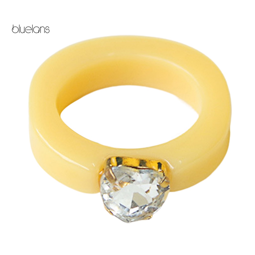 Nhẫn Đính Đá Hình Trái Tim Màu Sắc Ngọt Ngào Thời Trang Cho Nữ