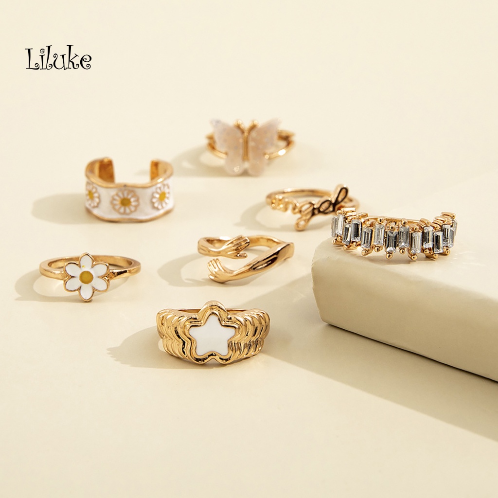 Bộ 7 Nhẫn Nữ Trang Phong Cách Gothic Độc Đáo