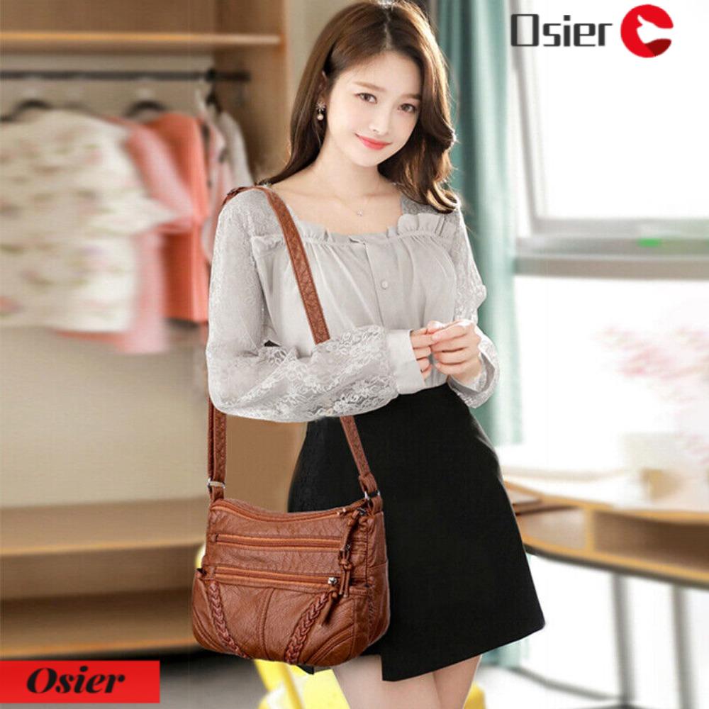 OSIER1 Túi Da PU Đeo Chéo Vai Đựng Đồ Dùng Tiện Lợi