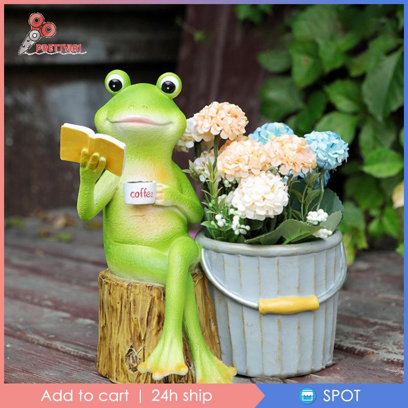 Chậu Hoa Nhỏ Bằng Resin Hình Chú Ếch Đáng Yêu Trang Trí Phòng Khách