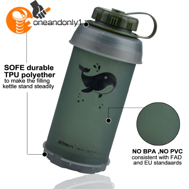 Bình Đựng Nước 750ml Bằng Tpu Mềm Thiết Kế Nhỏ Gọn Nhiều Màu Tùy Chọn Dùng Khi Chơi Thể Thao / Cắm Trại