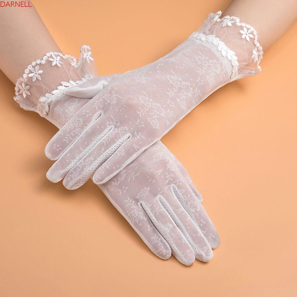 DARNELL Găng Tay Lái Xe Vải Lụa Mỏng Phối Ren Thoáng Khí Thời Trang Xuân Hè Cho Nữ