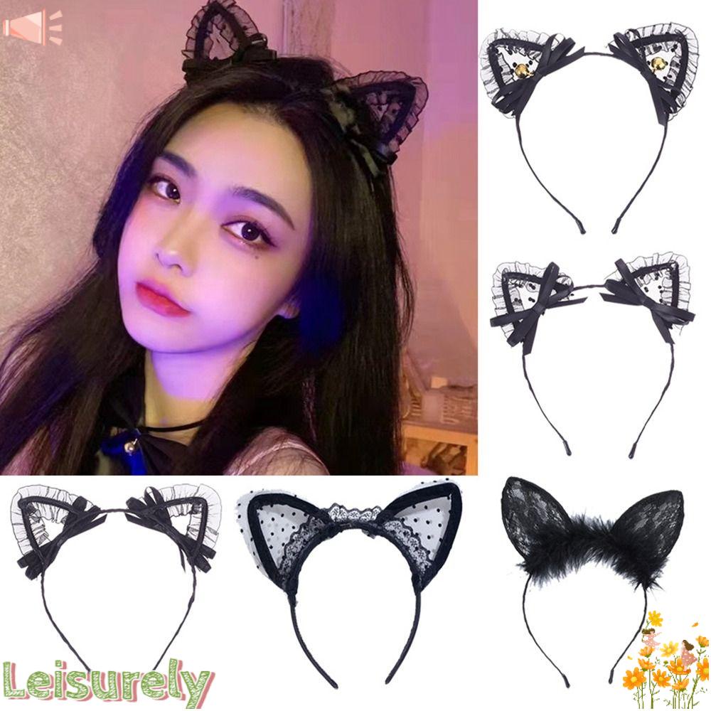 LEILY Băng Đô Tai Mèo Phối Ren Hóa Trang Tiệc Sinh Nhật Quyến Rũ Thời Trang