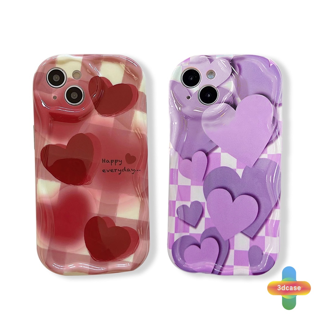 Ốp Điện Thoại Viền Cong Hình Trái Tim 3D Cho VIVO Y16 Y22 Y22S Y02 Y12S Y35 Y56 Y02A Y12 Y20 Y15S Y15C Y21E Y21G Y91C Y21 2021 Y21A Y21T Y30 Y21S Y20S Y12i Y3S Y33T Y15A Y01 Y01A Y91 Y30i Y93 Y95 Y15 Y17 Y50