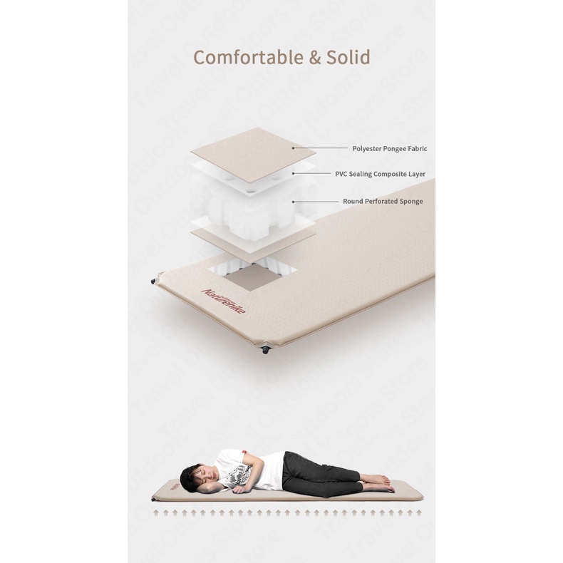 Đệm tự bơm hơi bọt biển Glamping NatureHike NH20DZ002 – Đệm đơn