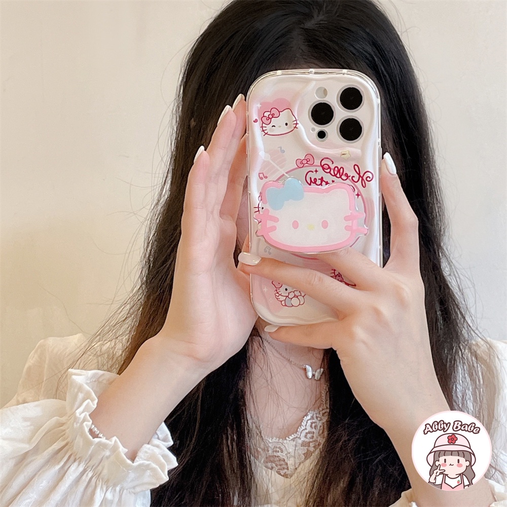 Ốp Điện Thoại TPU Mềm Chống Dơ In Hình Mèo Kitty Màu Hồng Có Giá Đỡ Cho IPhone 14 Pro Max 12 11 Pro Max X XS XR 7Plus
