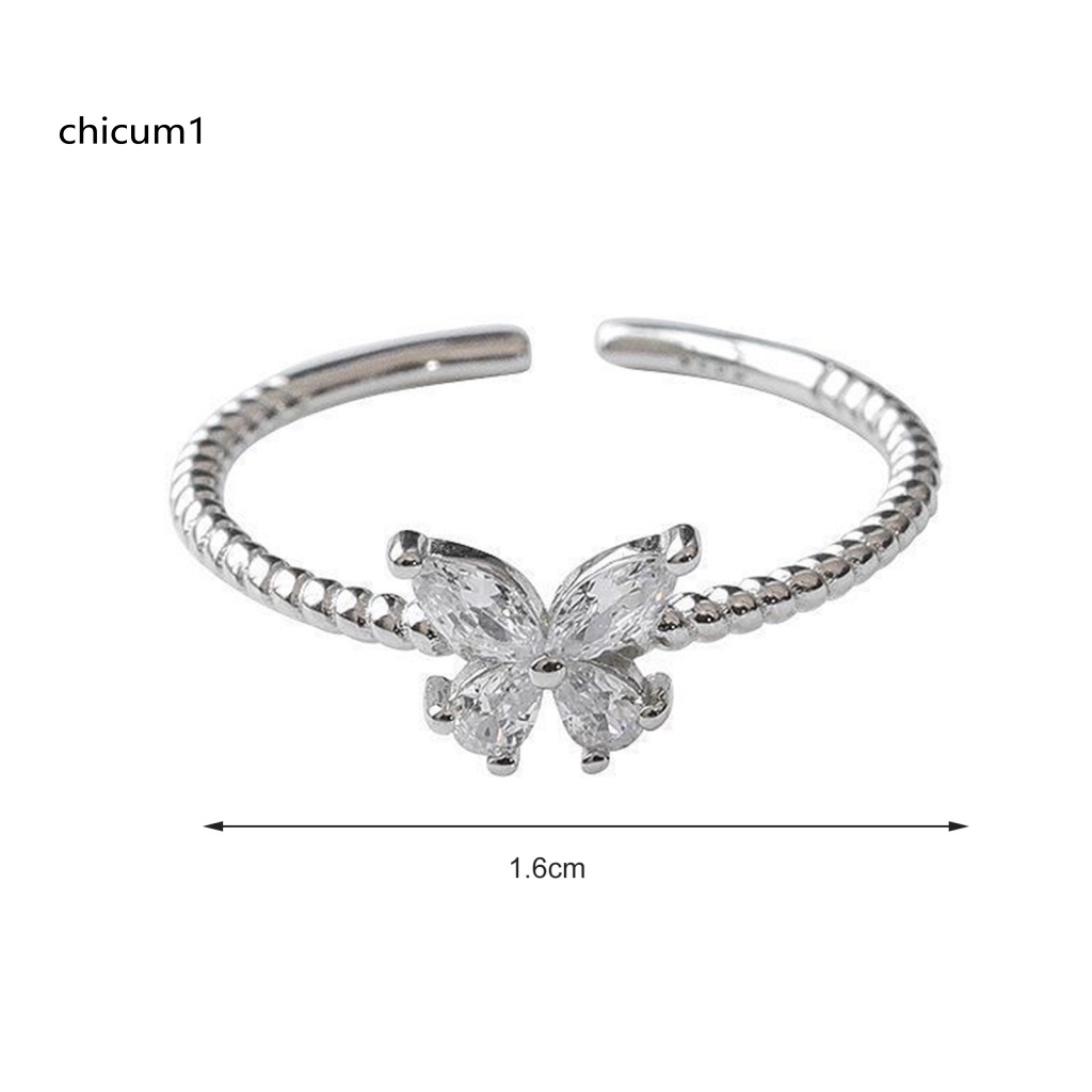 Nhẫn Hở Hình Bướm Đính Đá Sáng Bóng Dễ Điều Chỉnh Thời Trang Cho Nữ