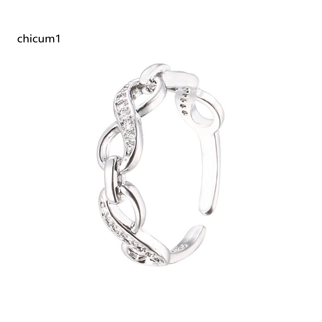 Nhẫn Hở Hình Số 8 Đính Đá Lấp Lánh Tùy Chỉnh Thời Trang Cho Nữ