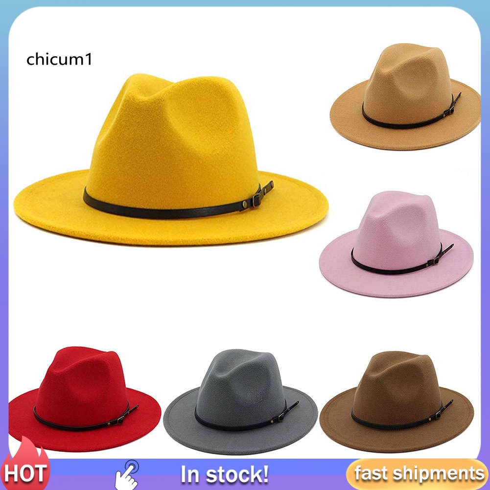Mũ Fedora Rộng Vành Thoáng Khí Màu Sắc Đơn Giản Cho Nữ