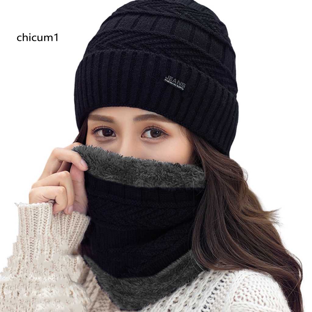 Set 2 Mũ Len Che Phủ Cổ Giữ Ấm Mùa Đông Dành Cho Nữ