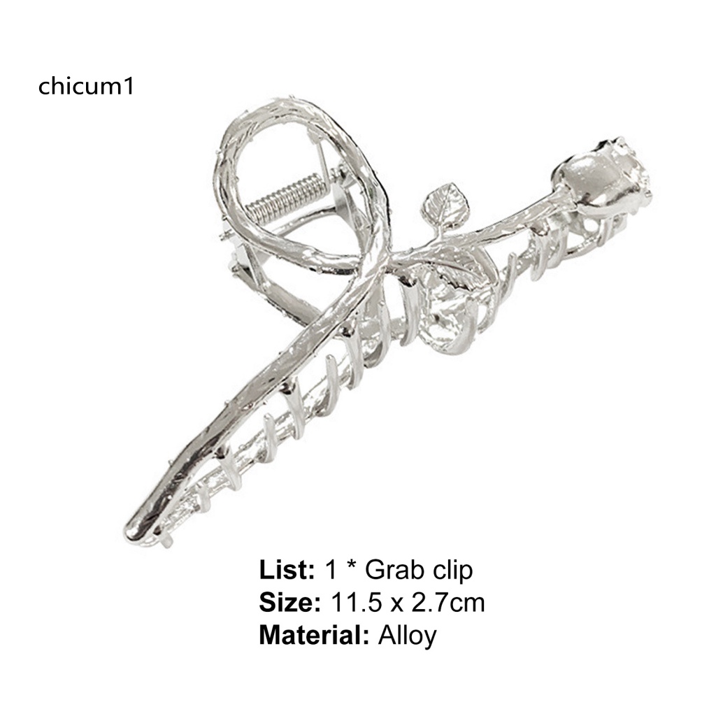 Kẹp Tóc Hình Hoa Hồng Màu Bạc Nhẹ Nhàng Thanh Lịch Chống Biến Dạng Cạnh Mịn Màng