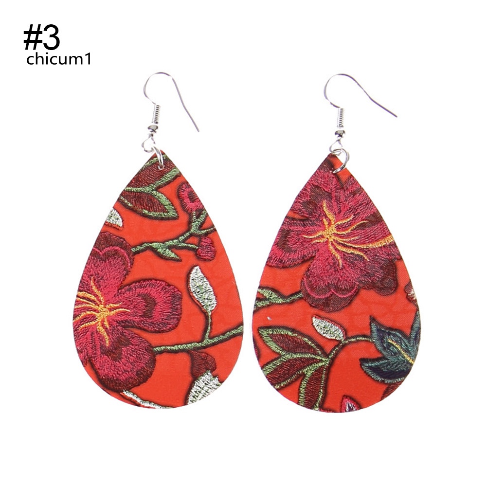 Bông Tai Kiểu Móc Hình Giọt Nước Bằng Da Giả Cho Nữ