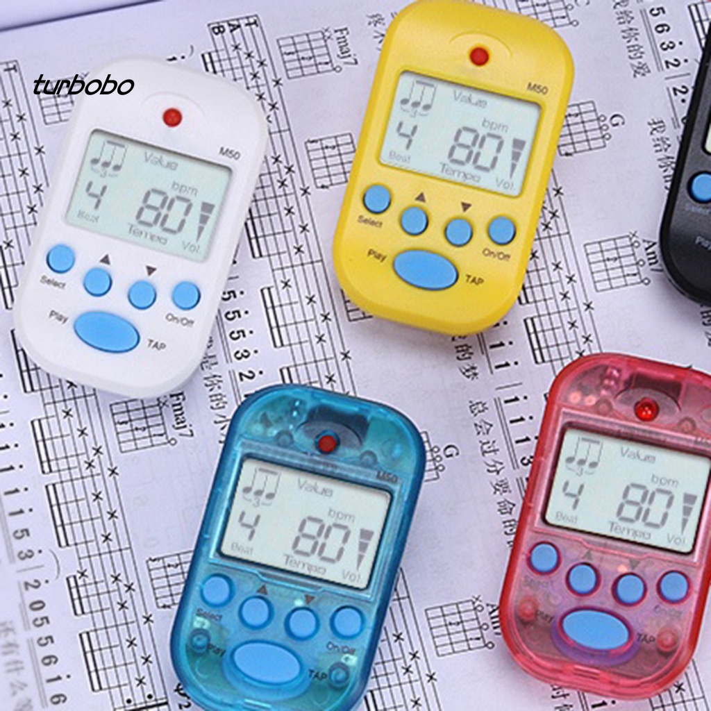 Turbobo Metronome Kẹp Bằng Nhựa Có Màn Hình LCD Kỹ Thuật Số Cho Đàn Guitar Điện Chuyên Nghiệp
