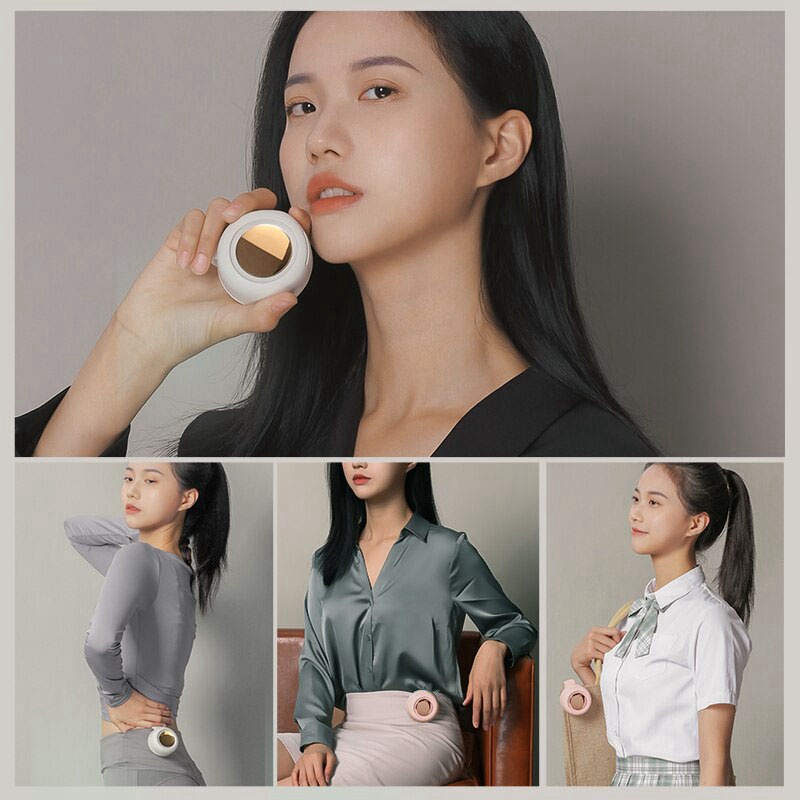 Set 2 Quạt Điện USB Mini Di Động Không Ồn Có Kẹp Đeo Cổ Cho Nữ