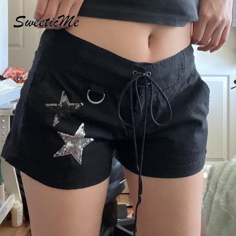 Quần Short Nữ Lưng Thấp Cột Dây In Họa Tiết Ngôi Sao Thời Trang 2023