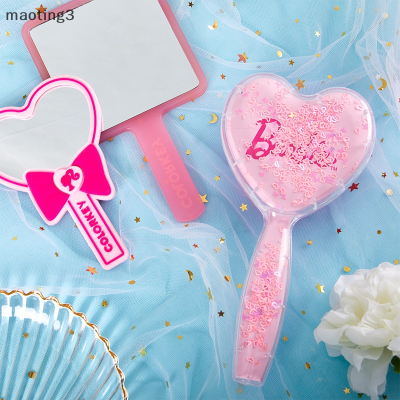 Gương Trang Điểm Cầm Tay Hình Hoạt Hình Thắt Nơ Trái Tim Đáng Yêu Nhỏ Gọn Làm Quà Tặng Cho Nữ