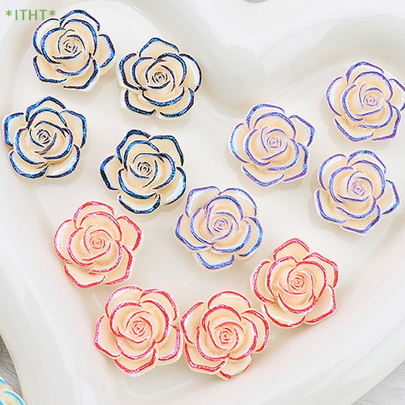 Bộ 5 Nút Áo Hình Hoa Hồng Bằng Resin Phát Quang Độc Đáo Mới