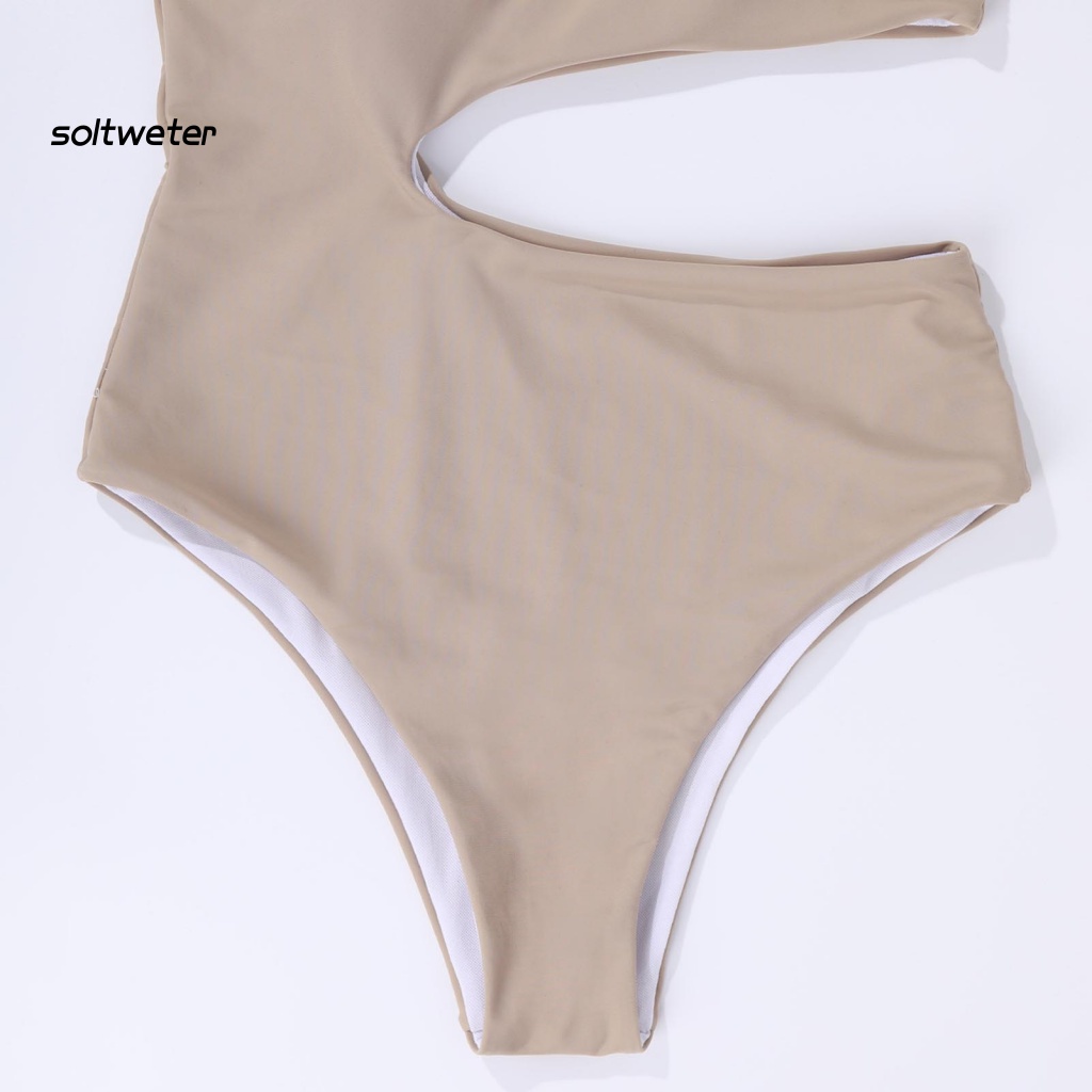 Bộ Đồ Bơi Một Mảnh Hở Vai Màu Trơn Thời Trang Dành Cho Nữ