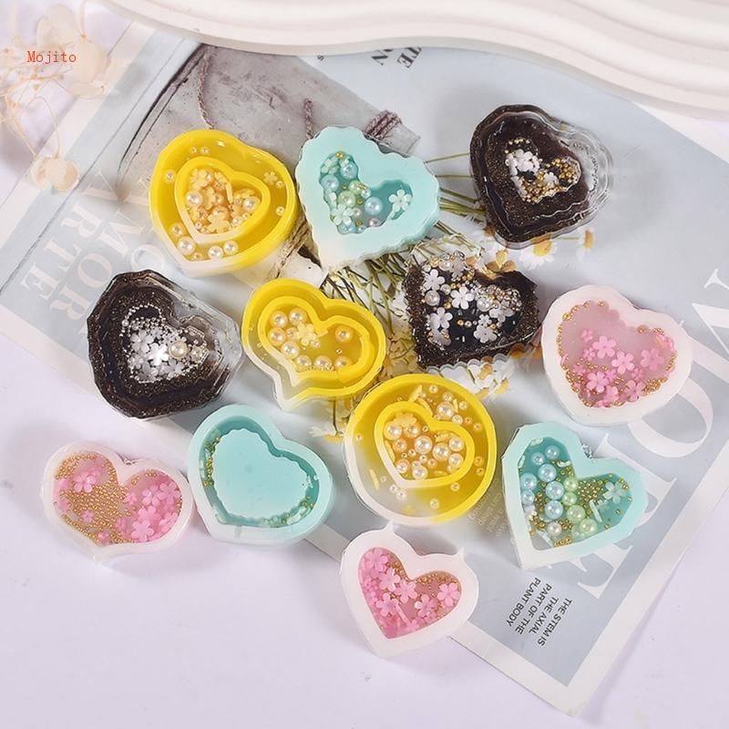 Khuôn Silicone Làm Đồ Trang Trí Thủ Công Hình Trái Tim Lắc Tay DIY