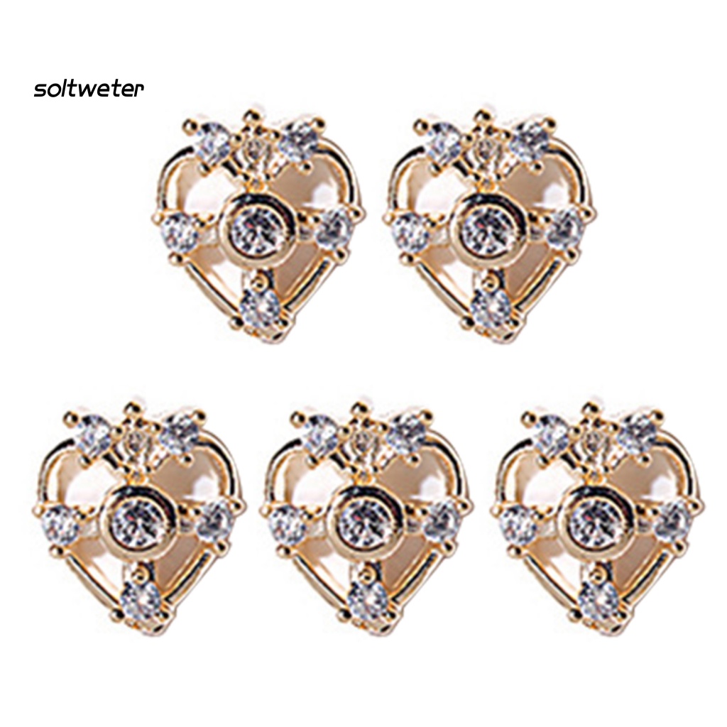 Bộ 5 Phụ Kiện Đá Zircon 3D Tự Trang Trí Móng Tay Nghệ Thuật Cho Nữ