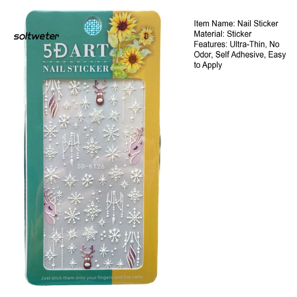 Miếng Dán Trang Trí Móng Tay Siêu Mỏng Họa Tiết Giáng Sinh Tinh Tế Dính Chắc Chắn Charms