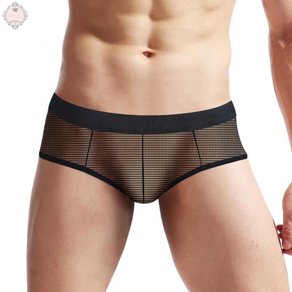 Sexy Mens See-through Boxer Briefs Sheer Mesh Pouch Underwear Panties Lingerie
