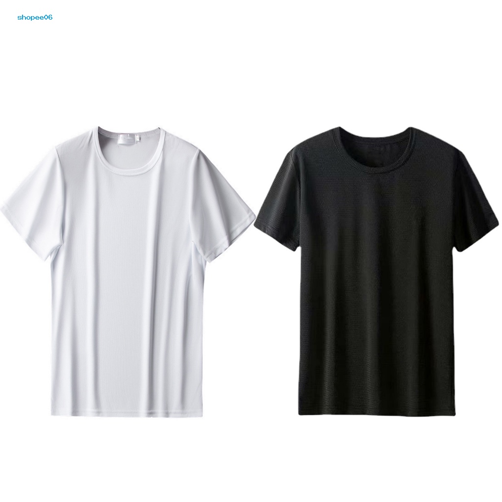 Áo Thun Cotton Tay Ngắn Cổ Tròn Phối Lưới Thoáng Khí Nhanh Khô Thời Trang Mùa Hè Cho Nam