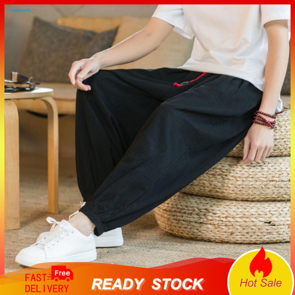 Quần Harem Lưng Thun Rút Dây Màu Trơn Thời Trang Mùa Hè Cho Nam